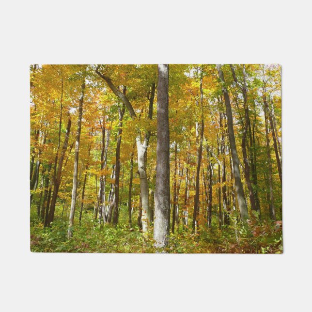 Paillasson Forêt du paysage d'automne Feuille Jaune (Devant)