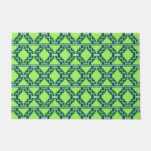 Paillasson Forêt tribale d'Ikat Aztec et vert de chaux