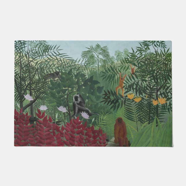 Paillasson Forêt tropicale avec Singes et Serpent (Rousseau) (Devant)