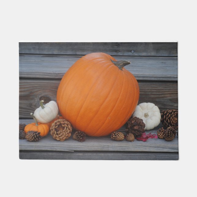 Paillasson Format Citrouille d'automne et Pinecones (Devant)