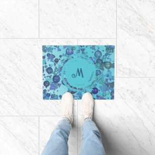 Paillasson Formes géométriques modernes avec monogramme en bl
