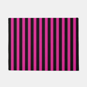 Paillasson Fouchsia et bandes de bonbons noirs