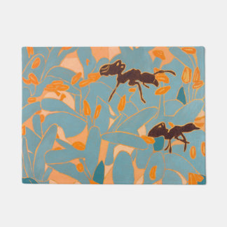 Paillasson Fourmis avec fleurs bleues Flore australienne