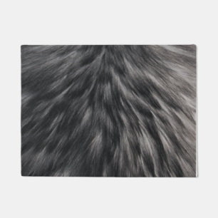 Paillasson Fourrure Faux de luxe Imprimé noir Gris Mink Chev