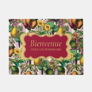 Paillasson Français Retro Floral Bienvenue