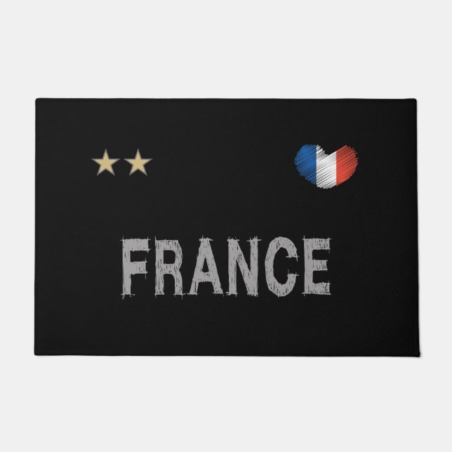 Paillasson France Football Fan Chemise Coeur (Devant)