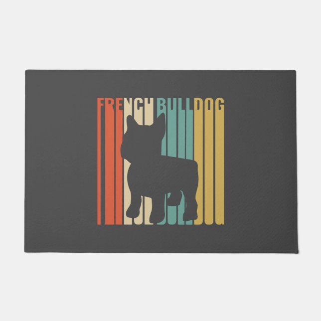 Paillasson French Bulldog Retro 1970 Dog Silhouette Frenchie (Devant)