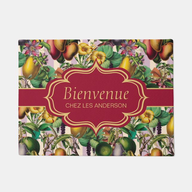 Paillasson French Retro Floral Bienvenue Doormat (Devant)