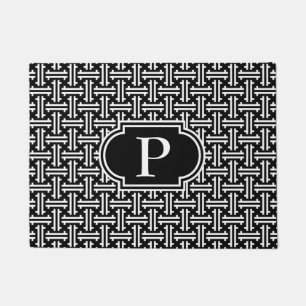 Paillasson Fret chinois, noir et blanc Art déco