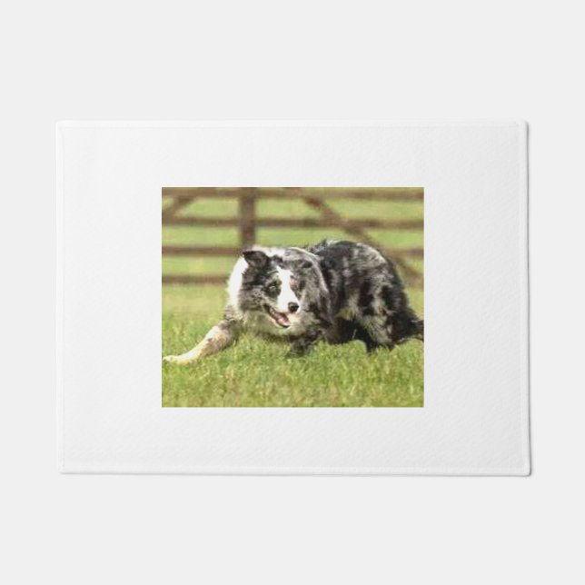 Paillasson Frontière bleue Collie~Joe~Doormat de Merle (Devant)