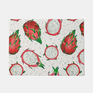 Paillasson Fruit de dragon rouge sur blanc