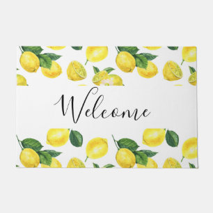Paillasson Fruit Motif aux citrons jaunes Aquarelle Bienvenue