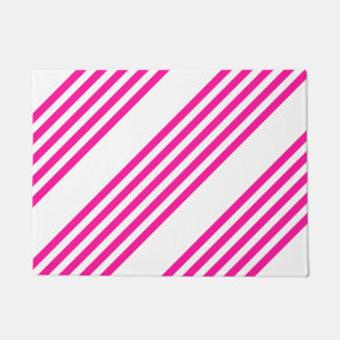 Paillasson Fuchsia et blanc cinq bandes motif