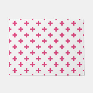 Paillasson Fuchsia polka croise sur blanc