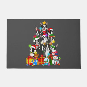 Paillasson Funky Boston Terrier Christmas Tree Lumières Chiot
