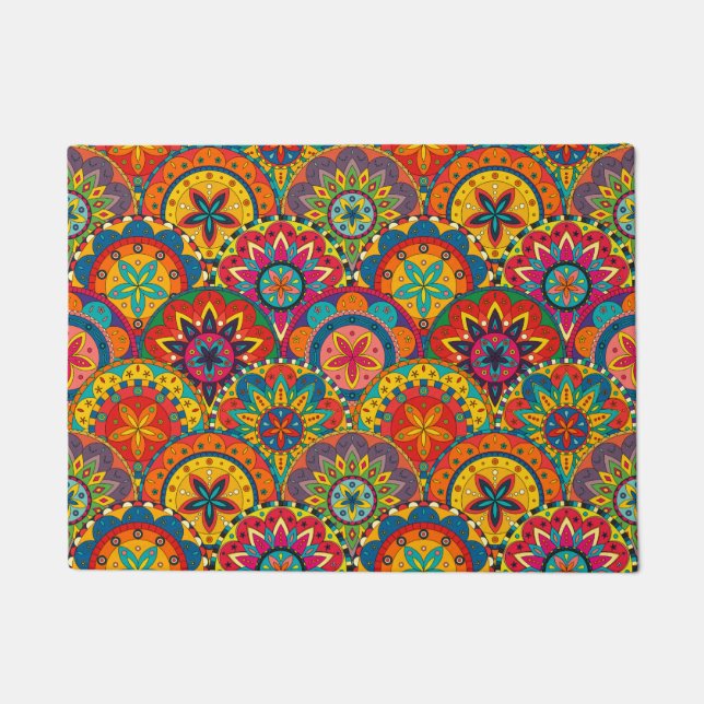 Paillasson Funky Retro couleur Motif Mandala (Devant)