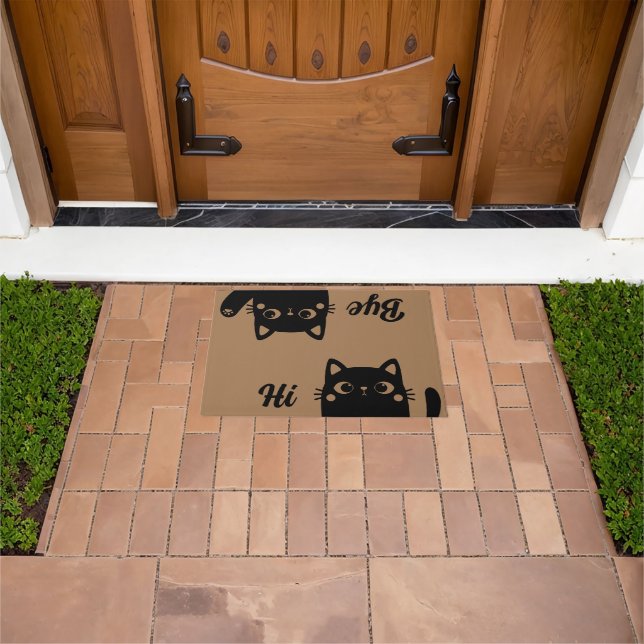 Paillasson Funny Black Cats Hi Bye Pet Humour Bienvenue (De plein air)
