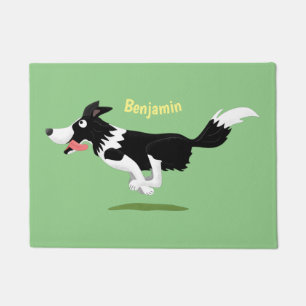 Paillasson Funny Border Collie chien en course dessin animé