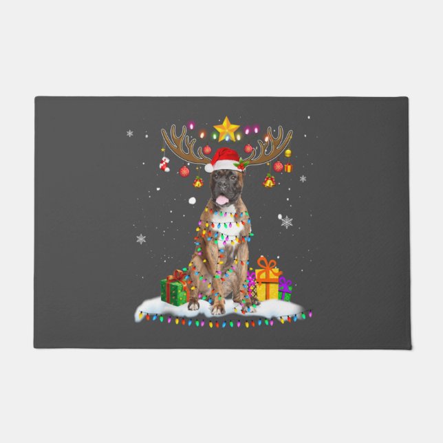 Paillasson Funny Boxer Dog Christmas Tee Reindeer Christmas (Devant)