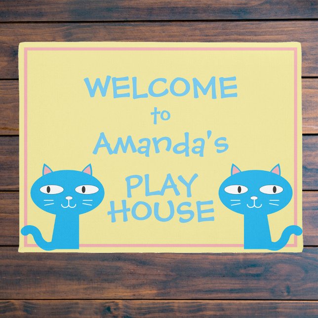Paillasson Funny Cats Girls Playhouse Bienvenue (Créateur téléchargé)