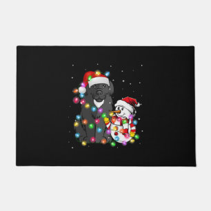 Paillasson Funny Chien de Terre-Neuve   Christmas Snowman Lig
