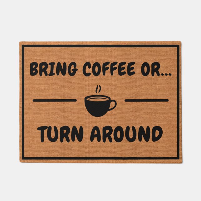 Paillasson Funny Coffee Humor Minimalist Rustic Brown (Devant)