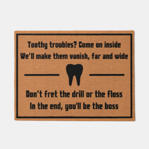 Paillasson Funny Dental Office Tooth Rustique Brown minimalis