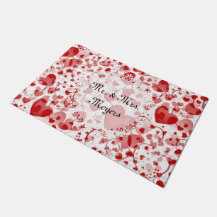 Paillasson Funny Heart Motif VII - rouge blanc + votre idée