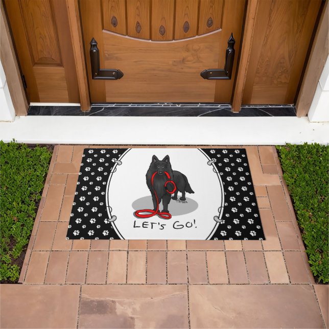 Paillasson Funny Let's Go! Walk Belgian Sheepdog (black 1) (De plein air)