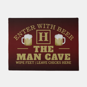 Paillasson Funny MAN CAVE avec Monogramme et bière en BROWN