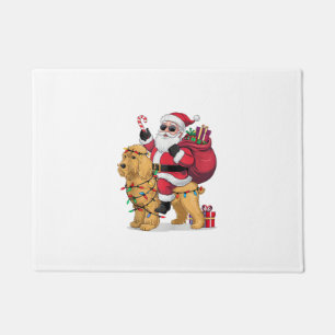 Paillasson Funny Père Noël équitation Goldendoodle Chien Noël