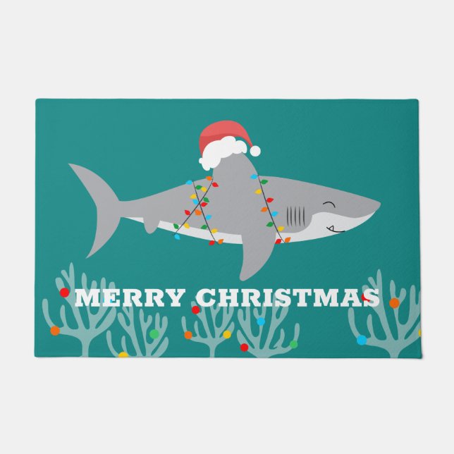 Paillasson Funny Shark Porte de Noël Mat (Devant)