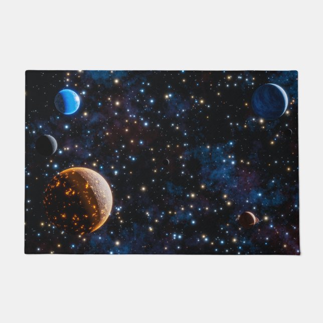 Paillasson Galaxie avec étoiles et planètes (Devant)