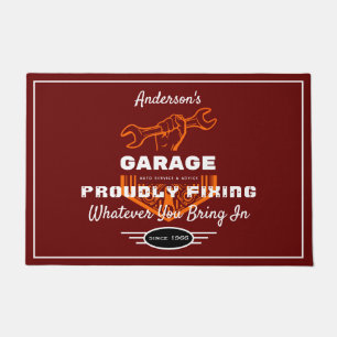 Paillasson Garage N'Importe Quel Nom Fièrement Fixer Drôle Di