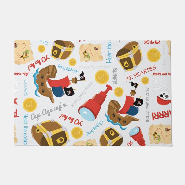 Paillasson Garçon Fun Fun White Party Pirate Motif (Devant)