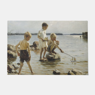 Paillasson Garçons jouant sur le rivage (par Albert Edelfeel)