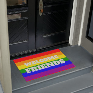 Paillasson Gay pride drapeau arc-en-ciel Bienvenue Amis