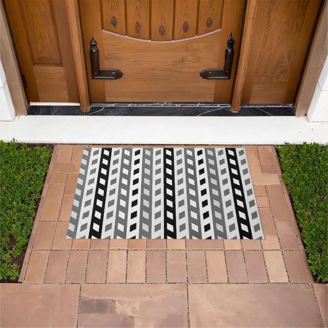 Paillasson Geometric Design, gray, black, white, (De plein air)