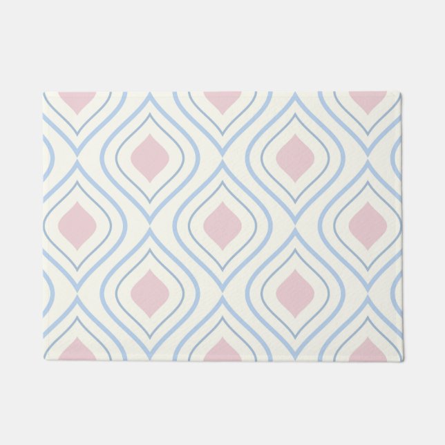 Paillasson géométrique Abstraite, bleue, rose et blanc cassé (Devant)