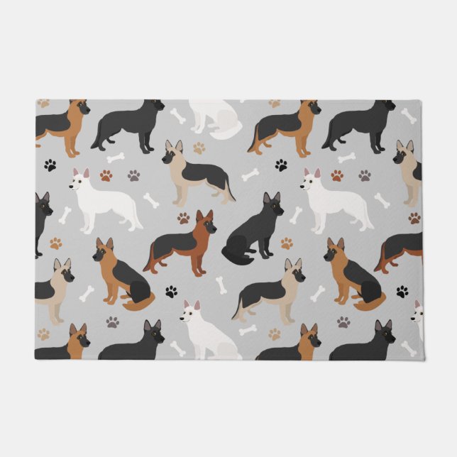 Paillasson German Shepherd Bones and Paws (Devant)