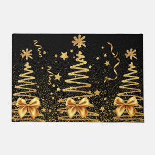 Paillasson Glam doré métal Noël scintillant élégant noir