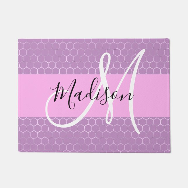 Paillasson Glam Lilac Metallic rose Honeycomb Nom (Devant)