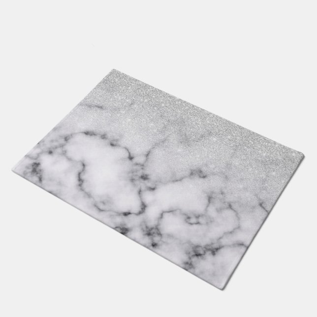 Paillasson Glamorous Silver White Glitter Marble Gradient (Incliné)