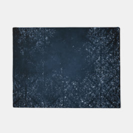 Paillasson Glimmery Navy Grunge | Sombre Sapphire bleu Damas