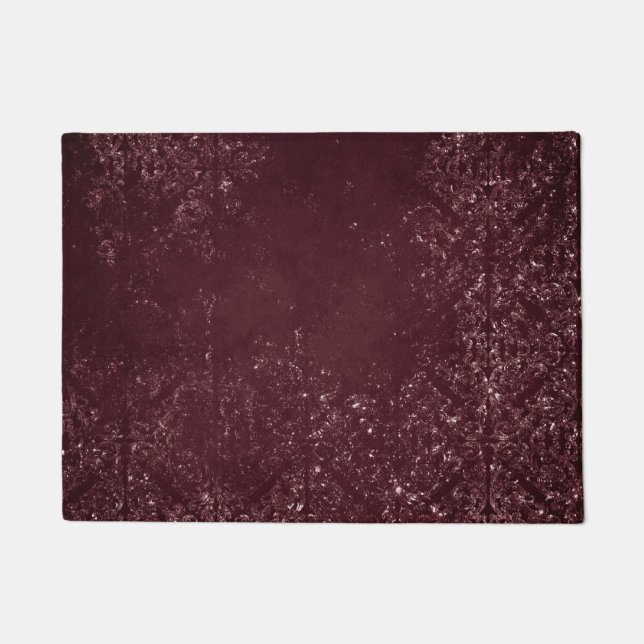 Paillasson Glimmery Wine Grunge | Sangria Bordeaux Damask (Devant)