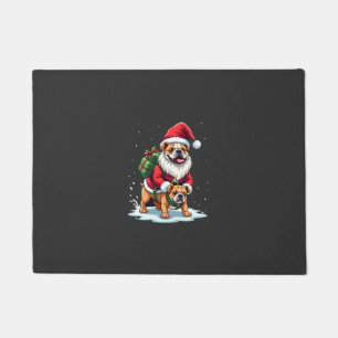 Paillasson Gnome à cheval sur un bouledogue anglais Noël Xmas