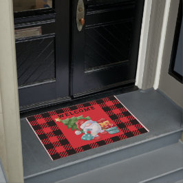 Paillasson Gnome de Noël rouge