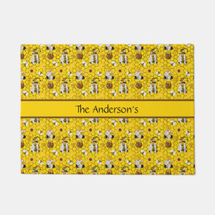Paillasson Gnomes fabriquant du miel floral jaune abeilles à