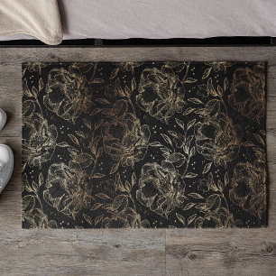 Paillasson Gold Faux Elégant Main tiré Flore Cadeau Mariage