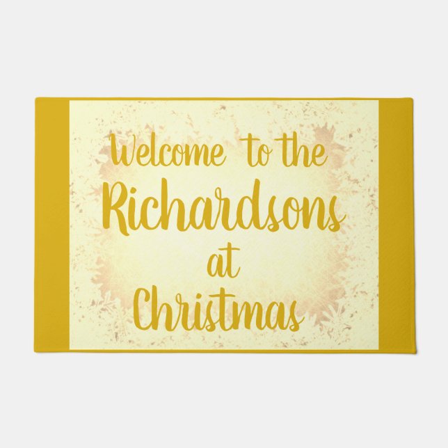 Paillasson Gold festive gel personnalisé Accueil familial (Devant)